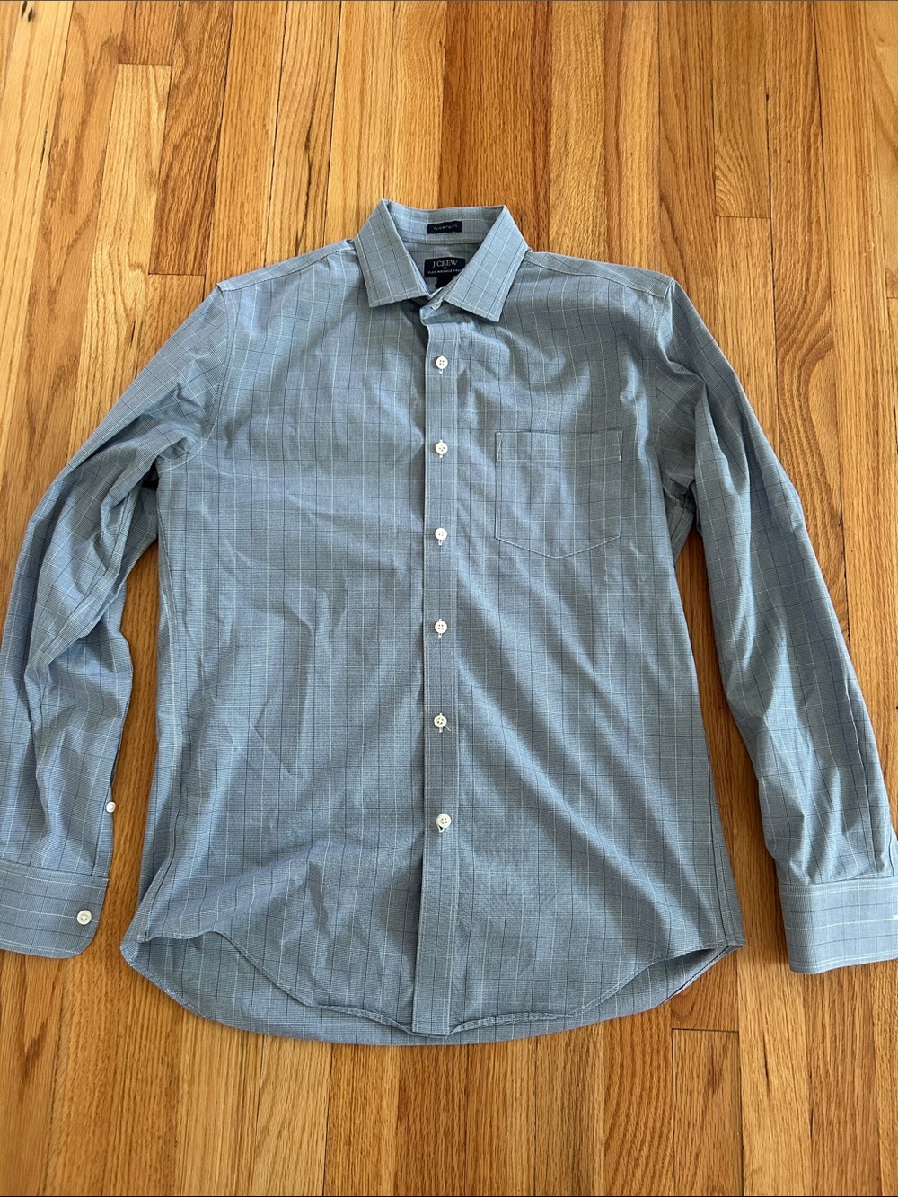 J. Crew Men's Blue Windowpane Button-Up Dress Shirt
